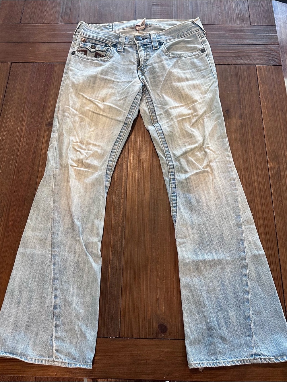 True Religion Vintage Flare Jeans Brown Horseshoe Made in USA
